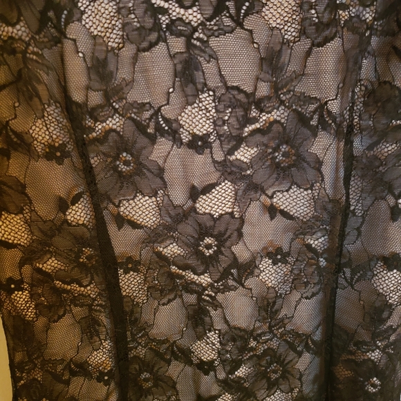 Sugar Lips Black Lace over Nude Evening Dress SML - Picture 3 of 6